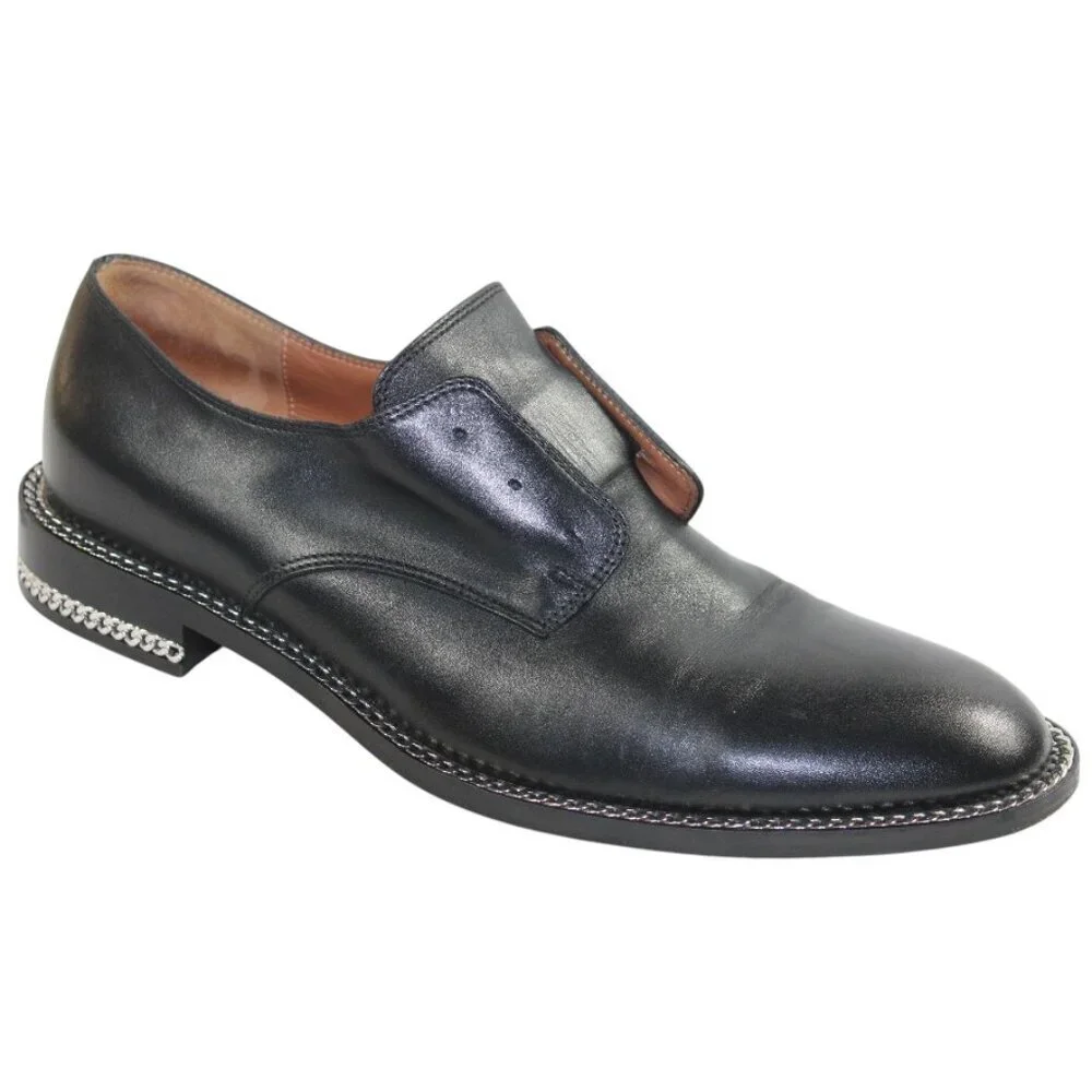 Givenchy Paris Rosanna Chain Black Leather Men’s Derby Shoe  Size 41  (US 8)